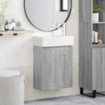 vidaXL Meuble de salle de bain avec robinet Sonoma gris