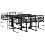 vidaXL Ensemble à manger de jardin coussins 7 Pièces noir résine tressée