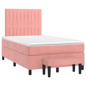 vidaXL Sommier à lattes de lit avec matelas rose 120x190 cm velours