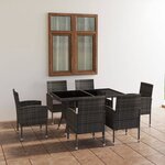 vidaXL Jeu à dîner de jardin 7 Pièces Résine tressée Anthracite et gris