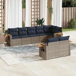 vidaXL Salon de jardin 8 Pièces avec coussins gris résine tressée