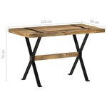 vidaXL Table à manger 120x60x76 cm bois de manguier brut
