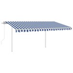 vidaXL Auvent automatique capteur de vent et LED 4 5x3 m Bleu et blanc