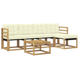 vidaXL Ensemble de canapés d'extérieur 6 pc Blanc et crème