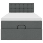 vidaXL Lit ottoman avec matelas et LED gris foncé 90x200 cm tissu