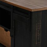 vidaXL Meuble TV HALDEN porte coulissante noir 110x40x60cm bois massif