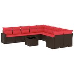 vidaXL Salon de jardin et coussins 11 Pièces marron résine tressée