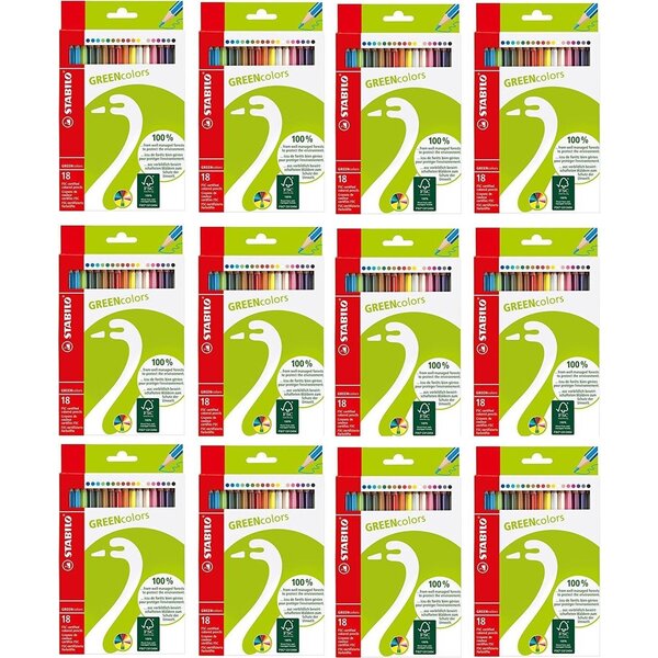 Étui 18 crayons de couleur GREENcolors Recyclés Assortis x 12 STABILO