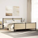 vidaXL Cadre de lit en métal sans matelas chêne sonoma 180x200 cm