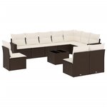 vidaXL Salon de jardin et coussins 11 Pièces marron résine tressée