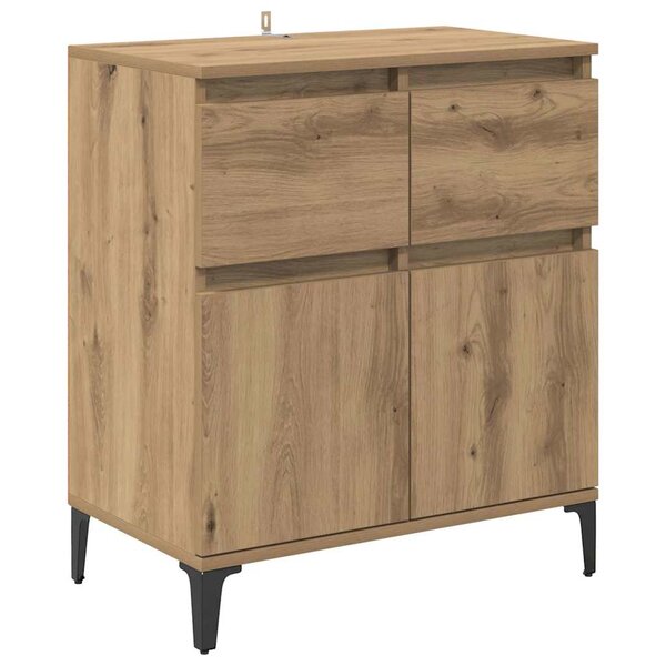 vidaXL Buffet Chêne artisanal 60 x 35 x 70 cm Bois d'ingénierie et fer