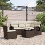 vidaXL Salon de jardin avec coussins 6 Pièces marron résine tressée