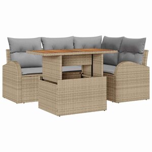 vidaXL Ensemble de canapé de jardin 5 Pièces Beige Poly rotin
