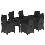 vidaXL Ensemble à manger de jardin coussins 7Pièces Noir Résine tressée
