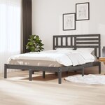 vidaXL Cadre de lit sans matelas gris 135x190 cm bois de pin massif