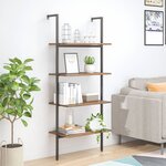 vidaXL Étagère inclinée à 4 niveaux Marron foncé et noir 64x35x152 5cm