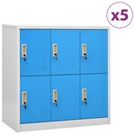 vidaXL Armoires à casiers 5 Pièces Gris clair et bleu 90x45x92 5 cm Acier