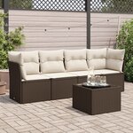 vidaXL Salon de jardin avec coussins 5 Pièces marron résine tressée