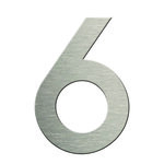 Numéro 6-Numéro adhésif pour boîtes aux lettres - Vinyle épais texturé, hauteur 50 mm - Inox Brossé