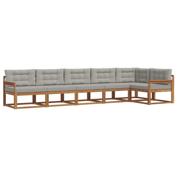 vidaXL Ensemble de canapés d'extérieur 6 Pièces Naturel et gris clair