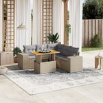 vidaXL Salon de jardin avec coussins 6 Pièces beige résine tressée