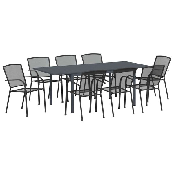 vidaXL Ensemble de salle à manger pour jardin 9 Pièces Acier