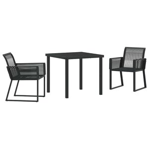 vidaXL Ensemble de salle à manger pour jardin 3 Pièces Noir
