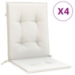 vidaXL Coussins de chaise à dossier bas lot de 4 crème mélangé tissu