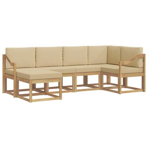 vidaXL Ensemble de canapés d'extérieur 6 pc Blanc et Beige Polyester