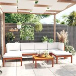 vidaXL Salon de jardin 7 Pièces avec coussins Crème Bois d'acacia solide