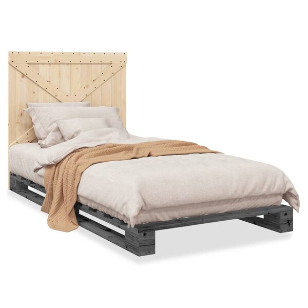 vidaXL Cadre de lit sans matelas gris 100x200 cm bois massif de pin