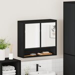 vidaXL Armoire à miroir de salle de bain noir bois d’ingénierie