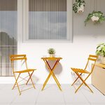 vidaXL Ensemble bistro pliant 3 pc Moutarde Acier