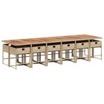 vidaXL Ensemble à manger de jardin et coussins 13 Pièces beige