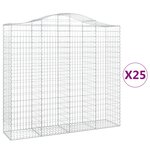 vidaXL Paniers à gabions arqués 25 Pièces 200x50x180/200 cm Fer galvanisé