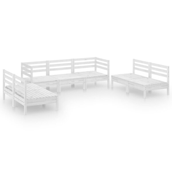 vidaXL Salon de jardin 7 Pièces Blanc Bois de pin massif