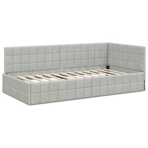 vidaXL Cadre de lit d'angle Gris clair 90 x 200 cm Velours