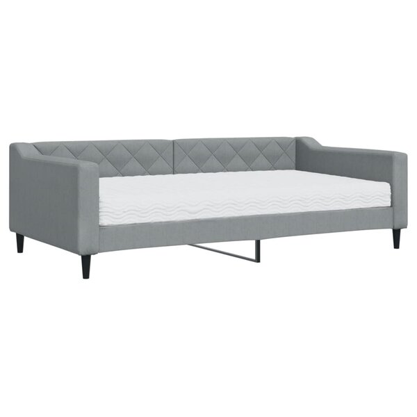 vidaXL Lit de jour avec matelas gris clair 100x200 cm tissu