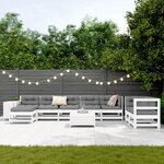 vidaXL Salon de jardin 10 Pièces blanc bois de pin massif