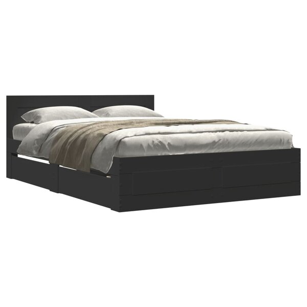 vidaXL Cadre de lit avec tête de lit sans matelas noir 120x200 cm