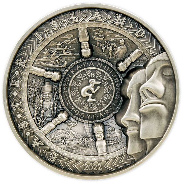 Pièce de monnaie en Argent 25 Dollars g 1000 (1 Kg) Millésime 2022 Multiple Layer EASTER ISLAND