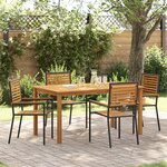 Set de repas de jardin 5 pièces vidaXL en poly rotin noir et bois d'acacia