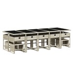 vidaXL Ensemble à manger de jardin et coussins 15 Pièces gris clair rotin