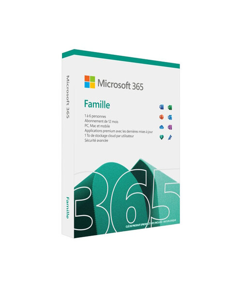 Microsoft Office 365 Famille (Family) - 6 utilisateurs - 12 mois - PC  Mac  iOS  Android  Chromebook - Clé licence à télécharger