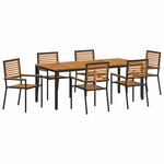 vidaXL Ensemble de salle à manger pour jardin 7 Pièces Noir