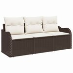 vidaXL Ensemble de canapé de jardin 3 Pièces Marron Poly rotin