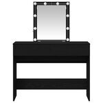 Table de maquillage vidaXL avec miroir et lumières LED en chêne noir en bois d'ingénierie