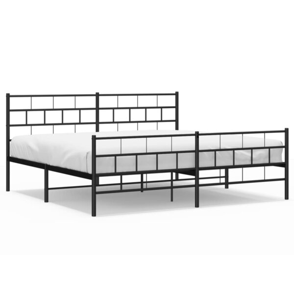 vidaXL Cadre de lit métal avec tête de lit/pied de lit noir 193x203 cm