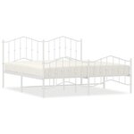 vidaXL Cadre de lit métal sans matelas et pied de lit blanc 183x213 cm