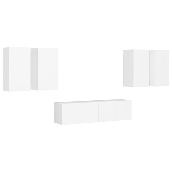 vidaXL Ensemble de meubles TV 6 Pièces Blanc Bois d'ingénierie